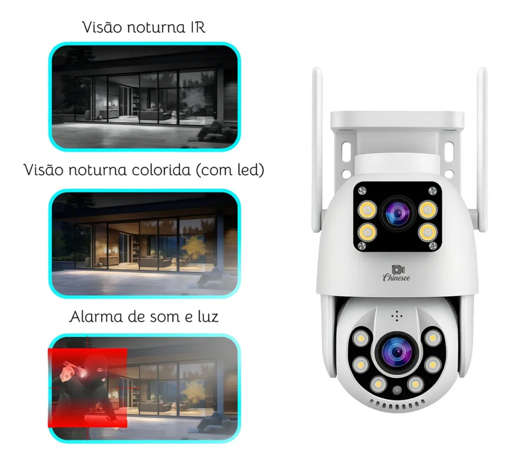 Câmera De Segurança Wi-fi Externa Interna Lente Dupla Giratória Smart IP