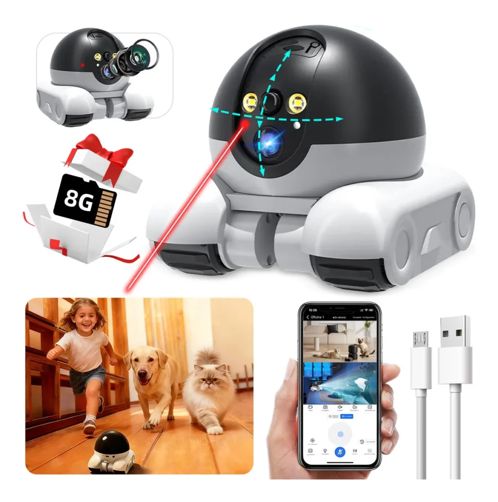 Câmera Inteligente Wifi Robô de Segurança Interior com SD Rodas