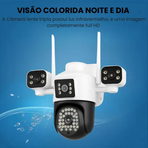Câmera Segurança IP WiFi Lente Tripla Full HD Prova D’água