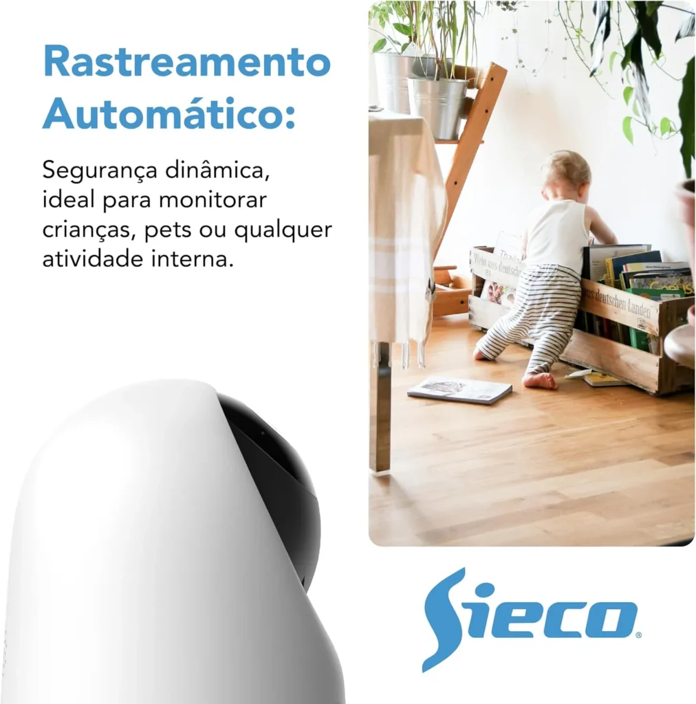 Câmera de Segurança IP Wi-Fi S33 3MP Pan/Tilt 360° com Visão Noturna Sieco