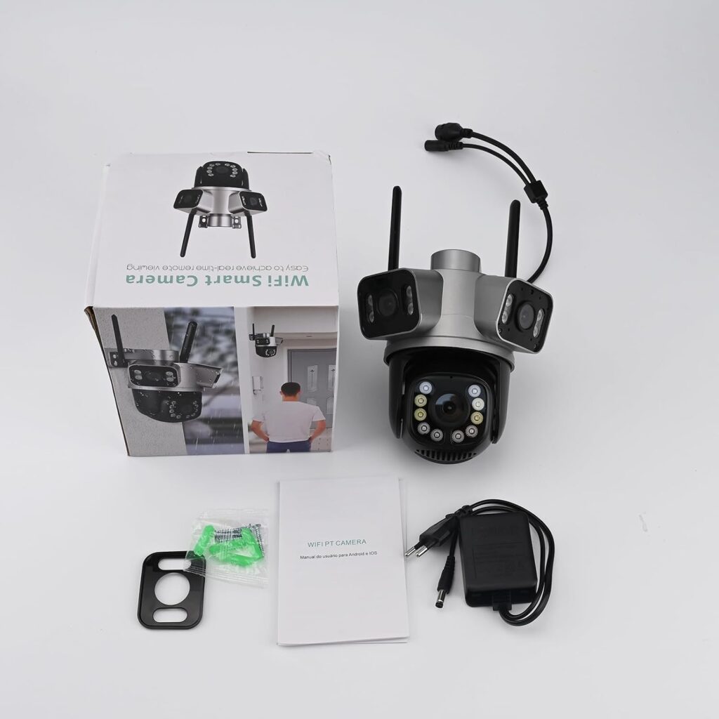 Câmera de Segurança Wi-Fi 3MP Dupla Lente (Gun + Dome) com Visão Noturna Colorida e Rastreamento Humano