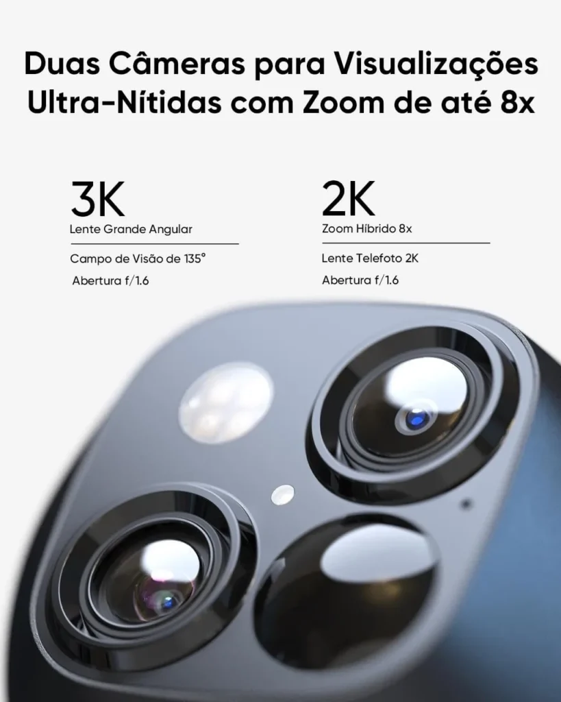 Eufy Camera S340 por Anker Dupla Câmera de Segurança Wi-Fi Externa 360° Solar até 4K
