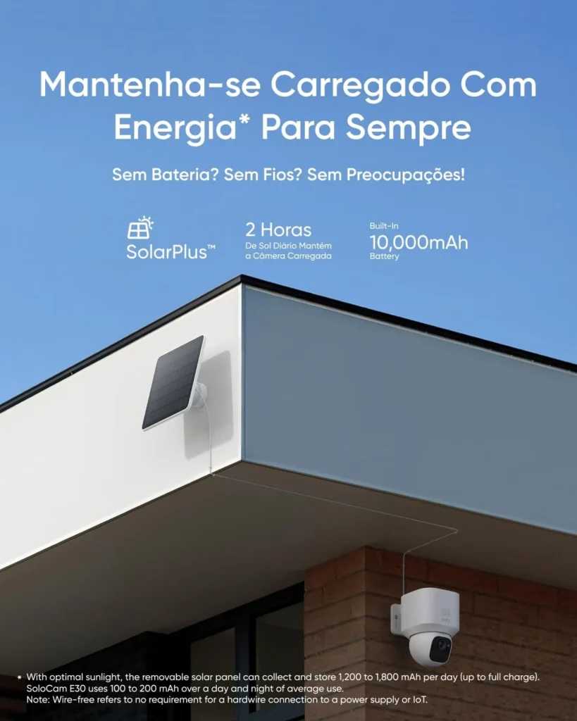 Eufy SoloCam E30 por Anker Câmera de Segurança Wi-Fi Externa Solar 2K 360° com IA