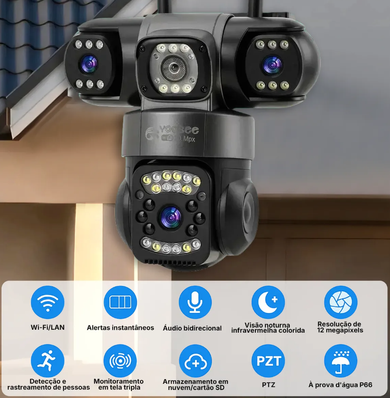 Câmera de Segurança IP Wi-Fi YTX Full HD com Alarme