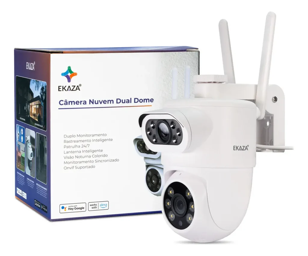 Ekaza Câmera Segurança Wi-Fi Dual Dome Full HD 2 em 1 Smart