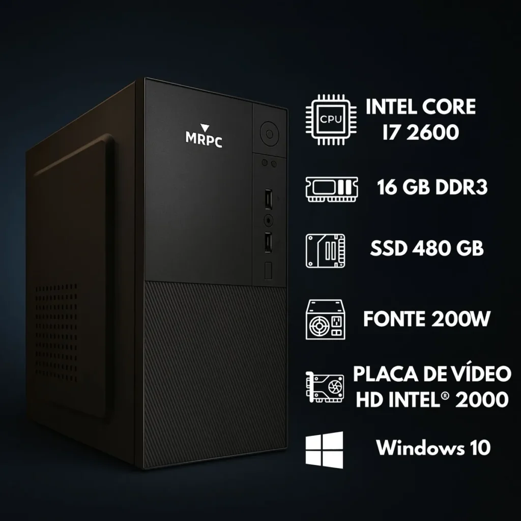 Pc Computador Completo Intel i7 16GB SSD 480GB Monitor 19″