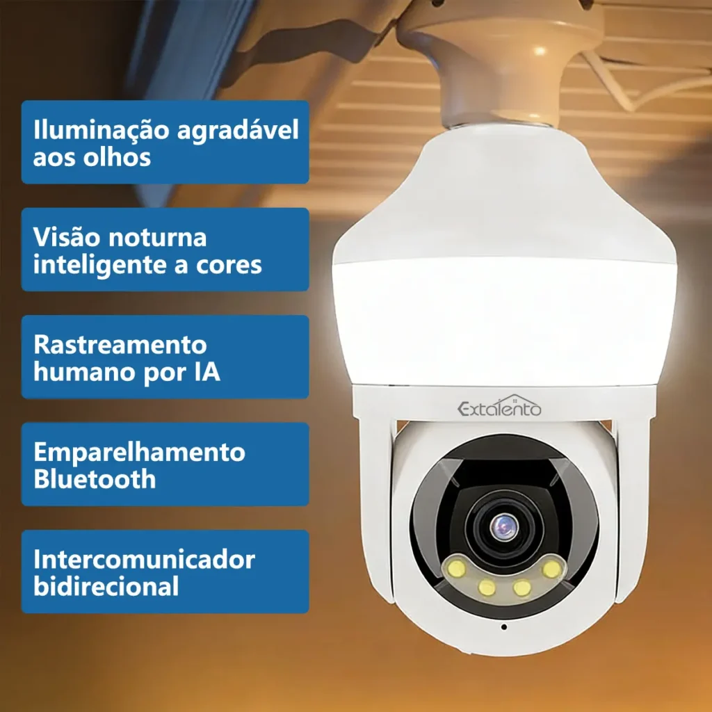 Câmera de Segurança IP WiFi Extalento S39 Lâmpada Full HD 360° Yoosee