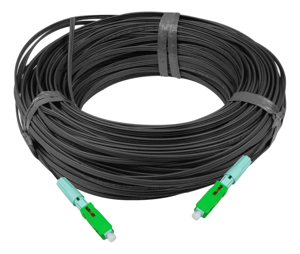 100m Cabo Fibra Óptica Mini Drop Flat 01FO com Conectores SC/APC