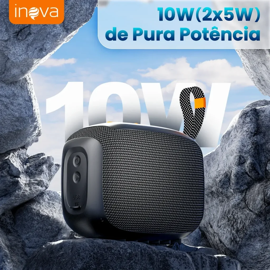 Caixa de Som Bluetooth TWS Inova Grave Potente Portátil com Rádio