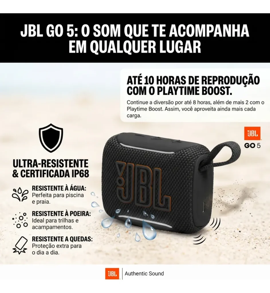 Caixa de Som JBL Go 5 Bluetooth Portátil Original Prova D’água