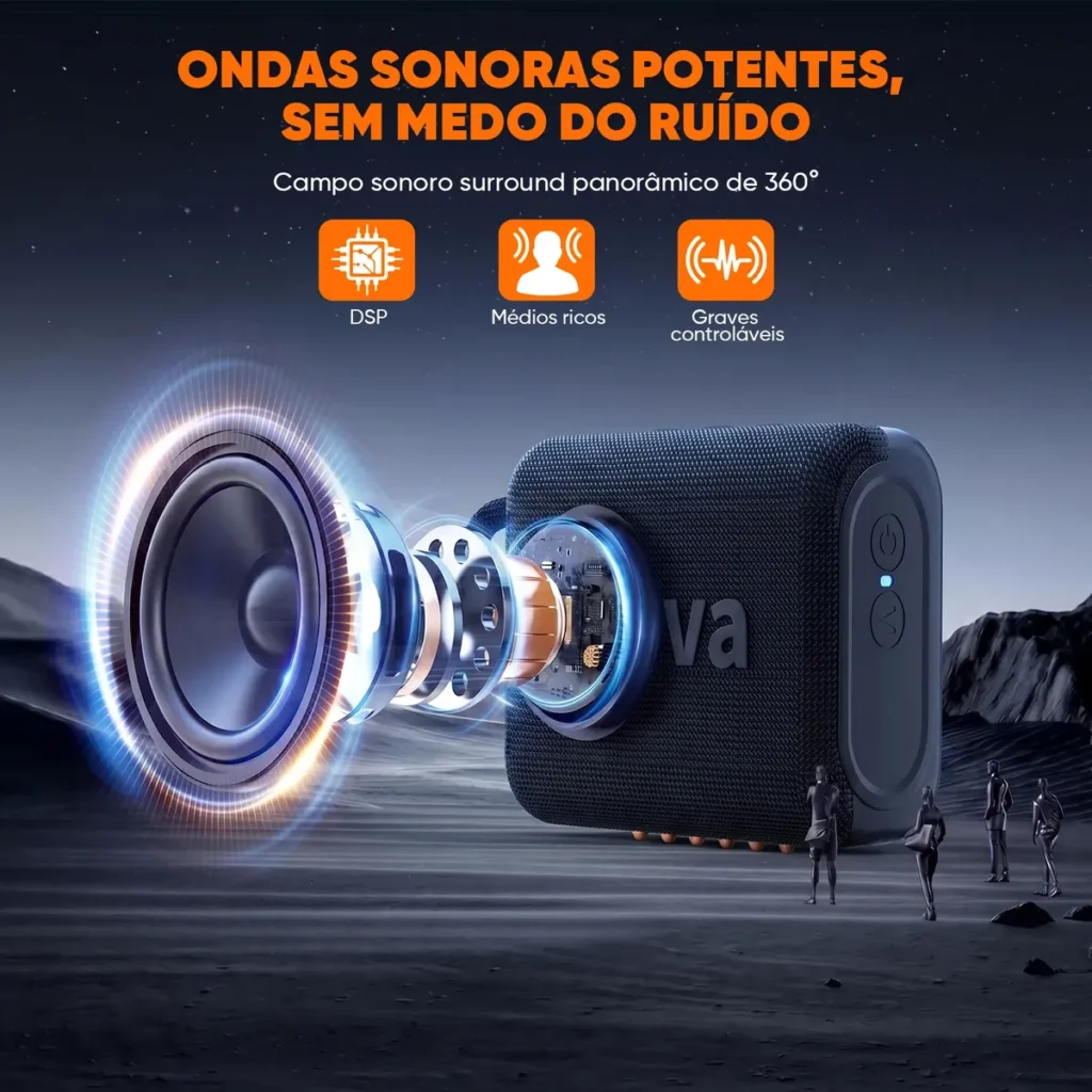 Caixa de Som Mini Bluetooth TWS Inova Grave Potente com Rádio