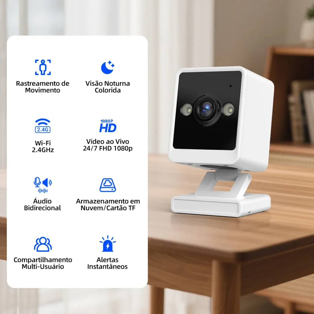 Câmera Wi-fi 1080p Interna Visão Noturna Colorida Áudio