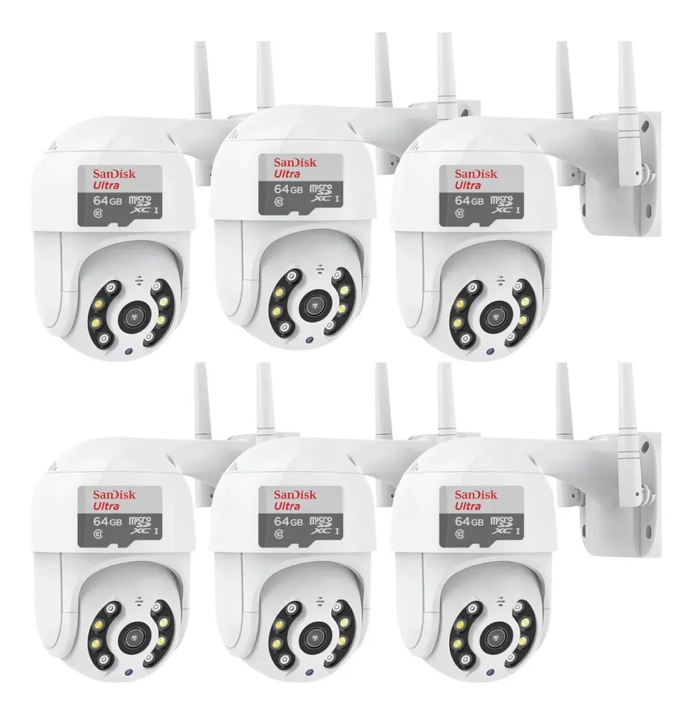 Kit 6 Câmeras de Segurança A31 ICSee Prova D’Água Lente Dupla Branco/Preto