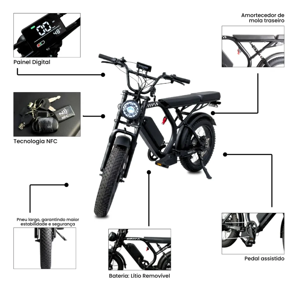 Nado K3 Bicicleta Elétrica Scooter 750w Bike Aro20 Lítio 48v