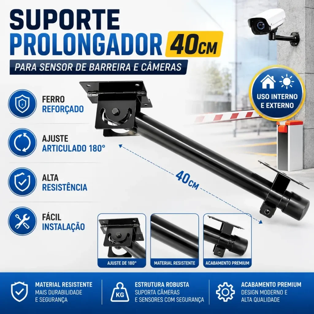 Suporte Para Câmera De Segurança E Sensor Cftv 40 Cm