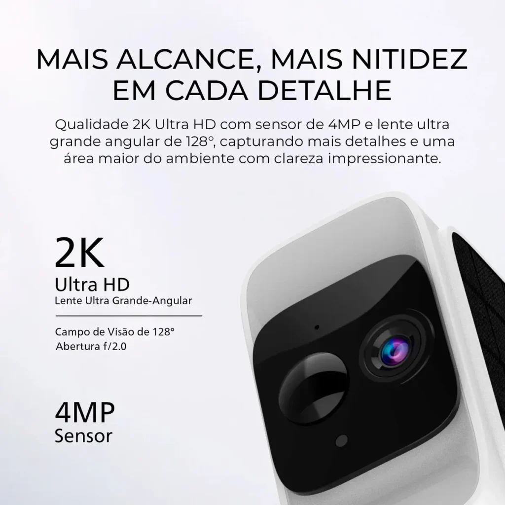 Câmera de Segurança Inteligente Solar WiFi EKAZA 3MP 2K IP65